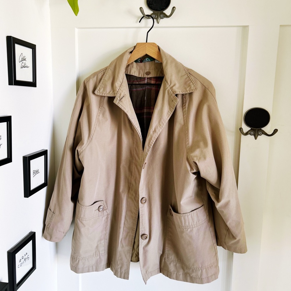 Vintage Tan Heritage Utility Jacket Plaid Lined | Women’s Medium - Picture 2 of 9